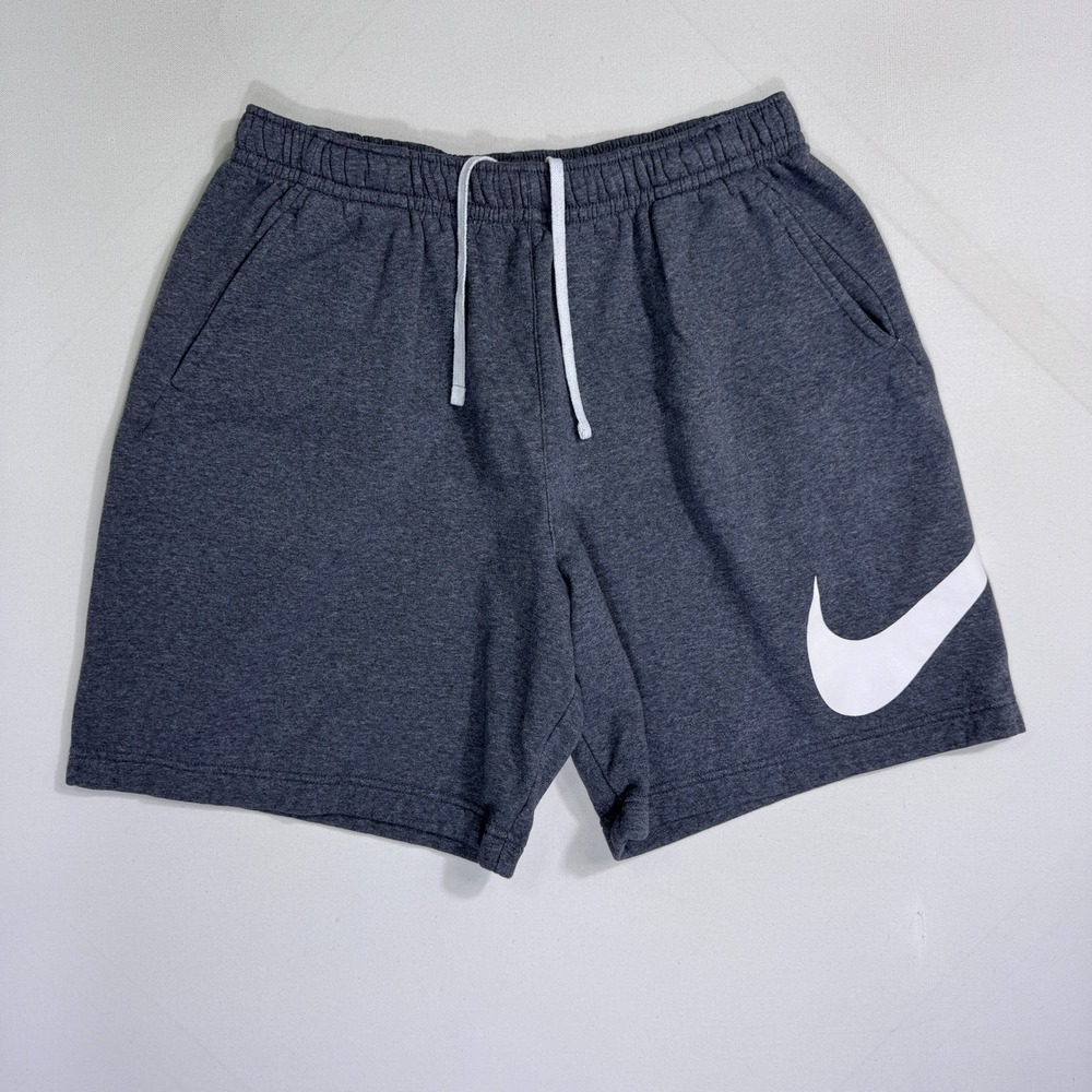 Nike Mens XL Charcoal Grey Fleece Shorts Swoosh Logo BV2721-071 Sportswear Gym